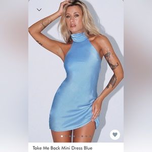 Princess Polly Take Me Back Blue Mini Halter Dress